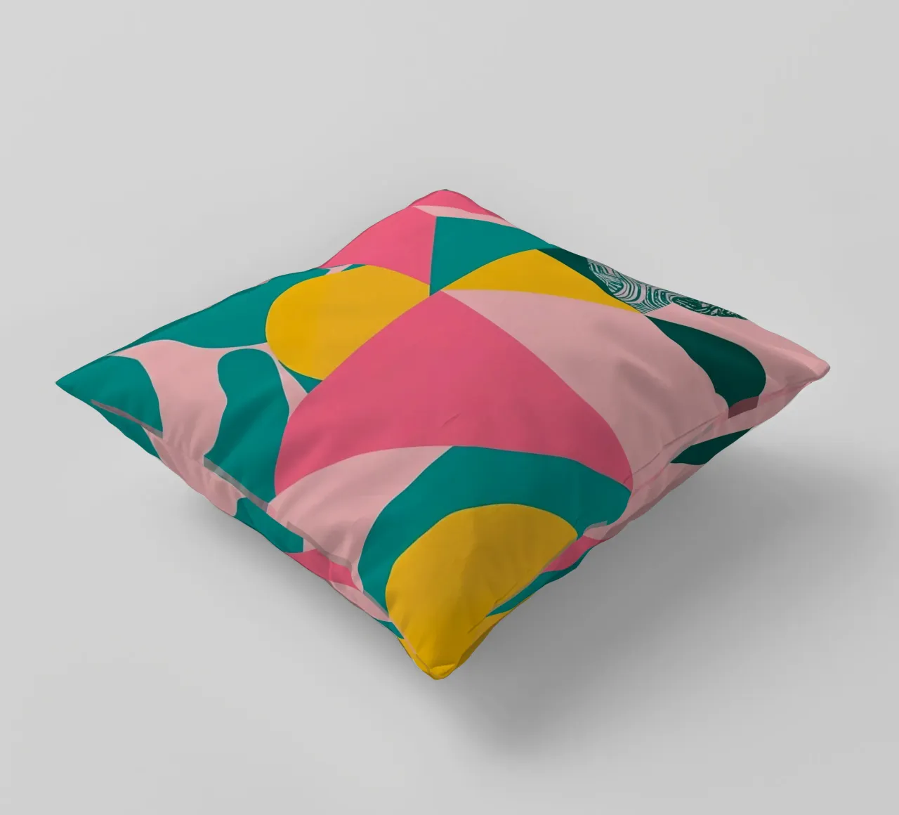 Geometrisch abstract met cirkelvormige en driehoekige vormen kussen van DesignDoodle