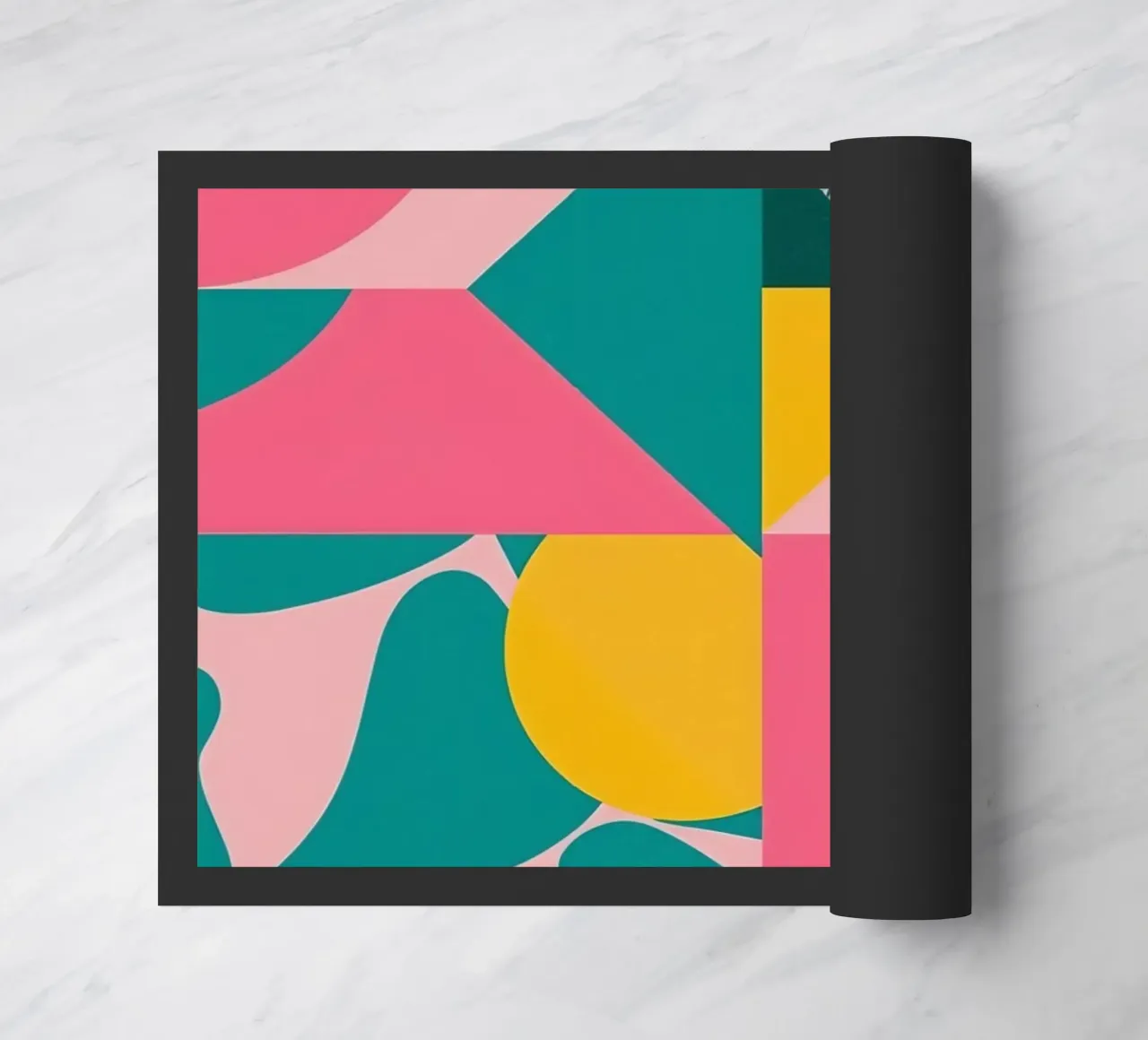 Geometric Abstract with Circular and Triangular Forms doormat by DesignDoodle