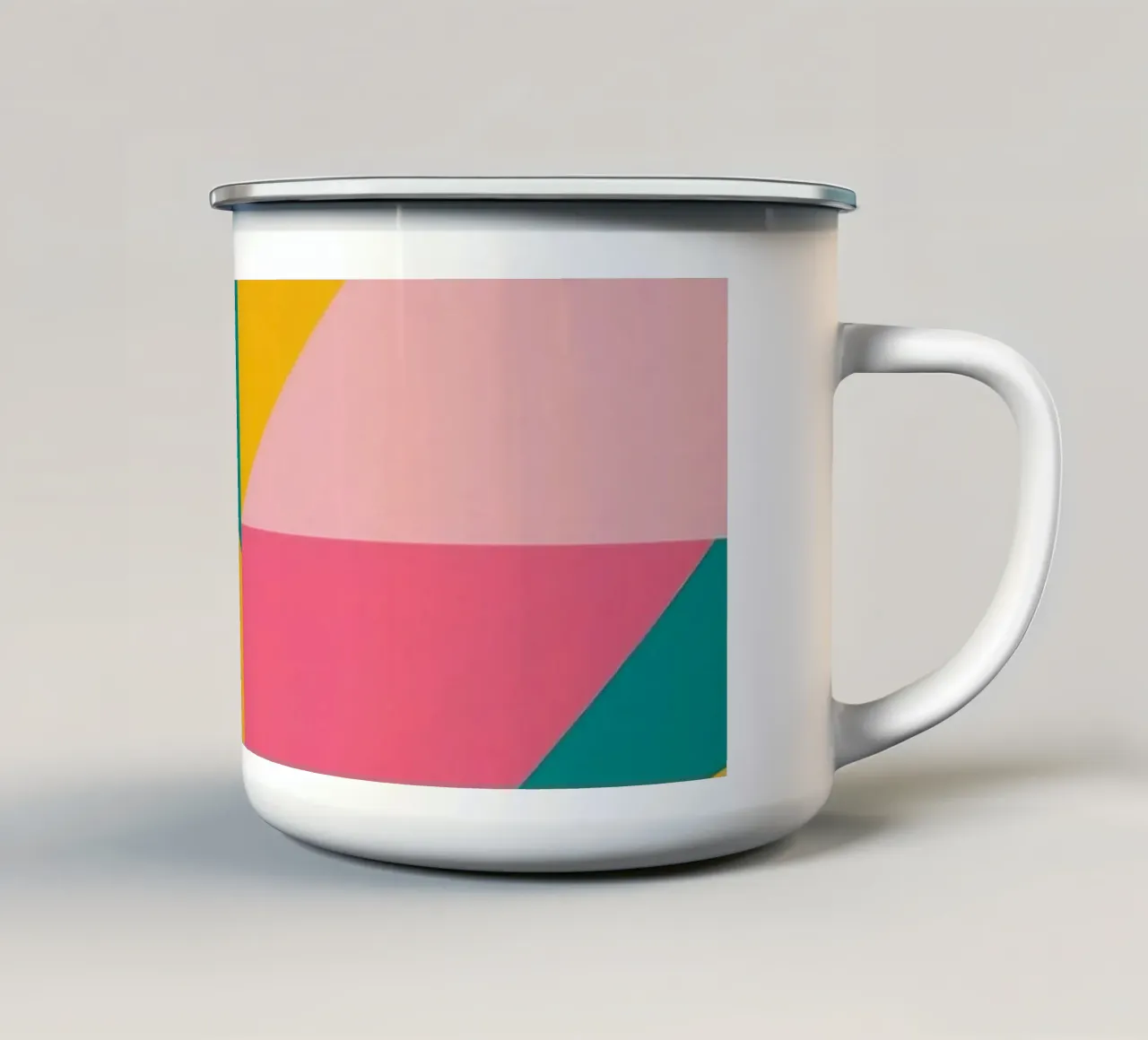 Geometric Abstract with Circular and Triangular Forms enamel mug by DesignDoodle