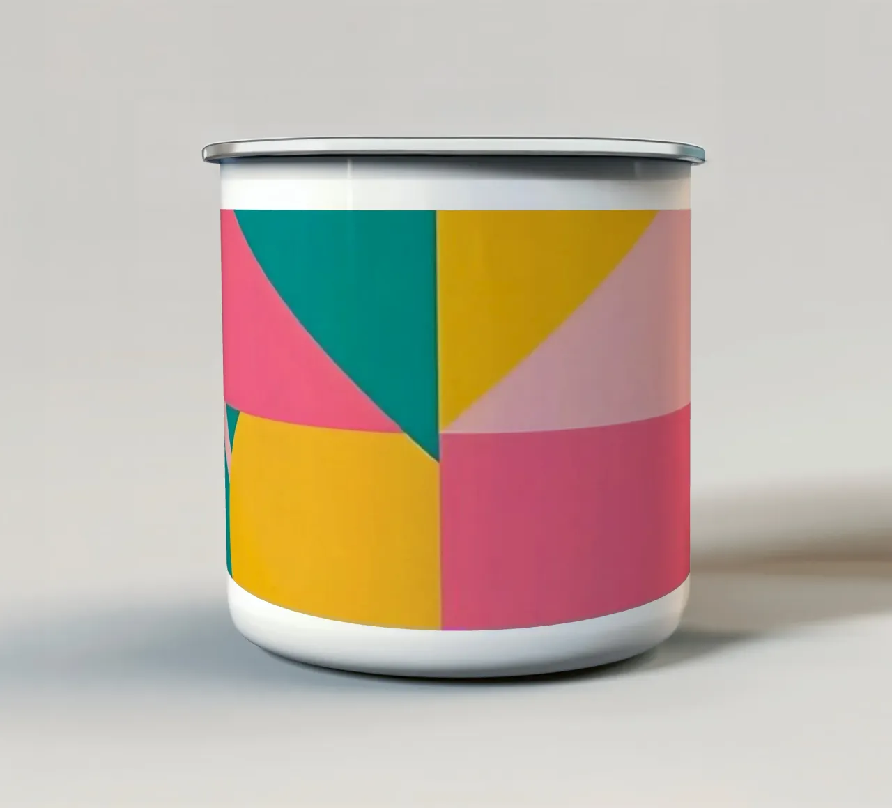 Geometric Abstract with Circular and Triangular Forms enamel mug by DesignDoodle