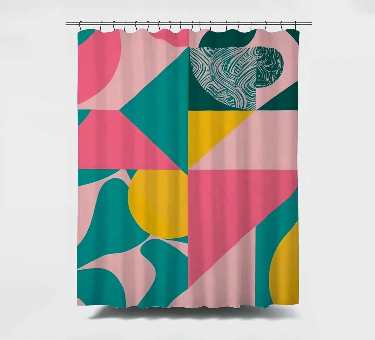 Geometric Abstract with Circular and Triangular Forms shower curtain by DesignDoodle
