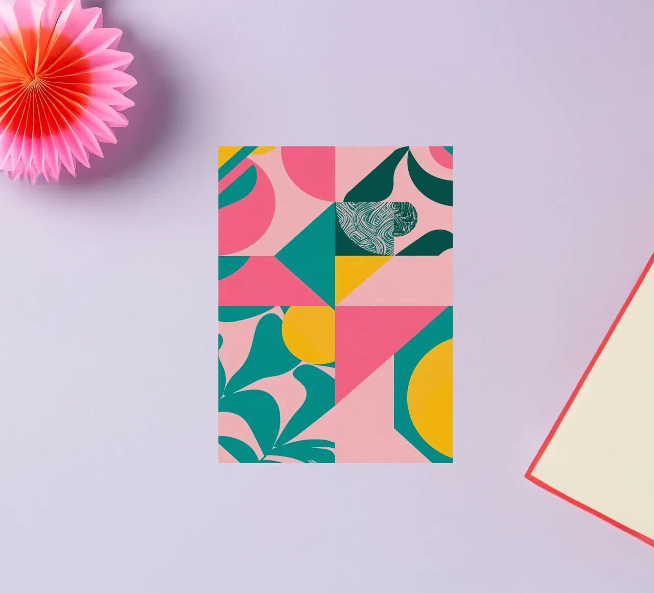 Astratto geometrico con forme circolari e triangolari adesivo da DesignDoodle