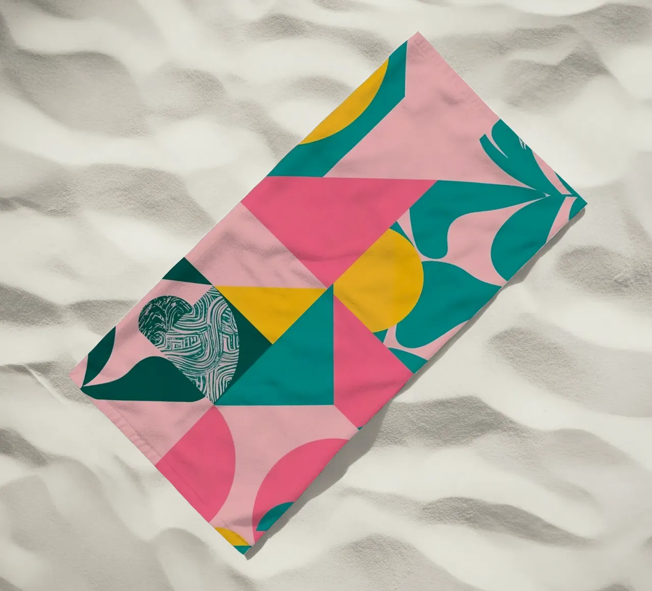Geometric Abstract with Circular and Triangular Forms beach towel by DesignDoodle