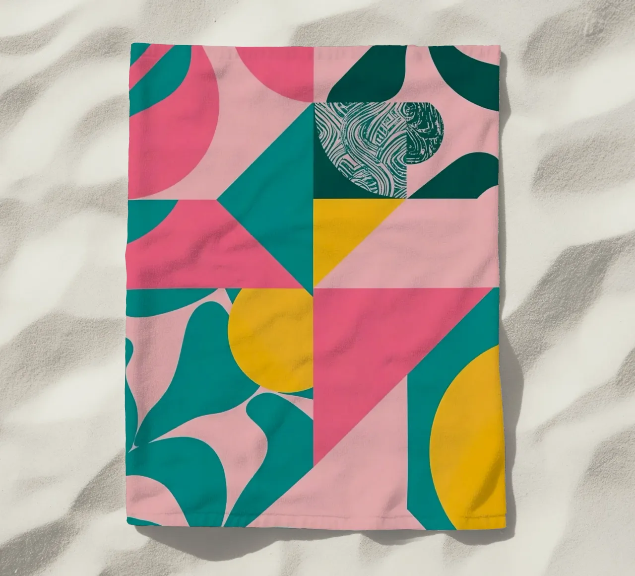 Geometric Abstract with Circular and Triangular Forms beach towel by DesignDoodle