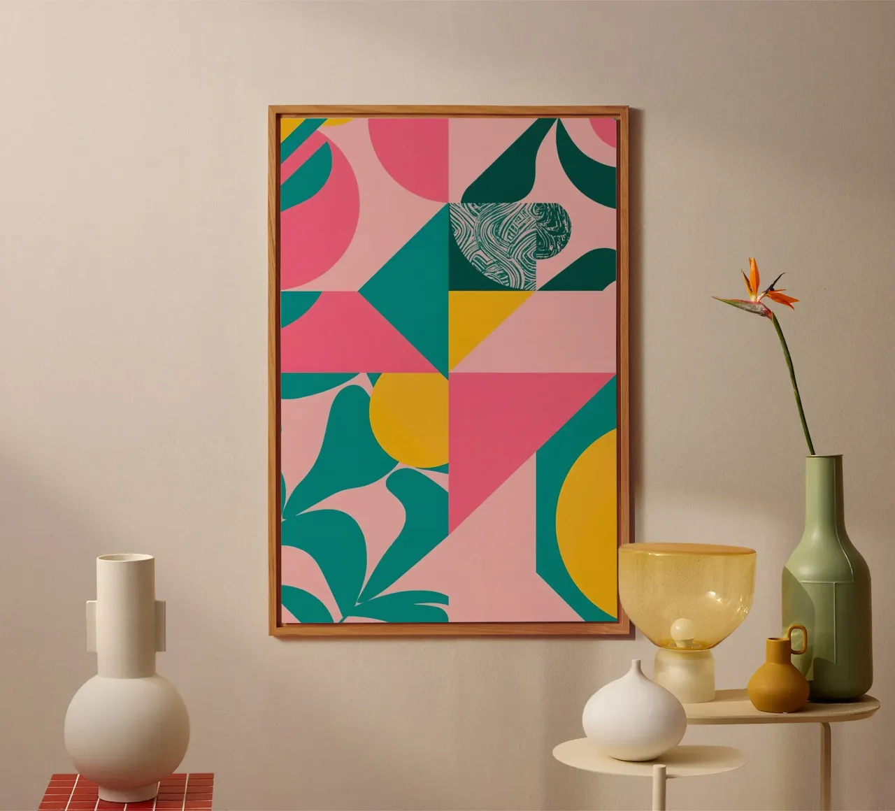 Astratto geometrico con forme circolari e triangolari alluminio dibond da DesignDoodle