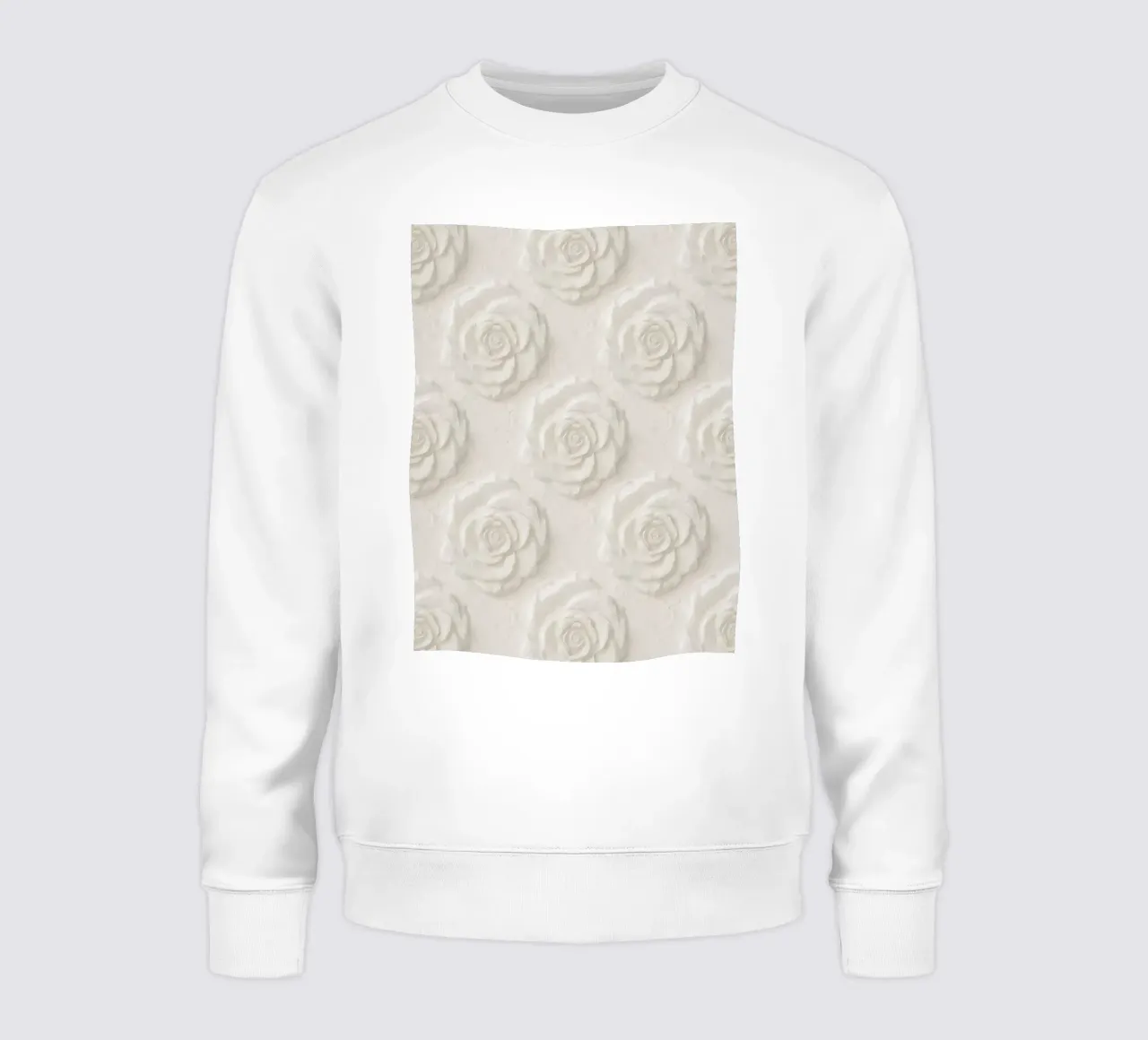 Modello a rilievo di rosa in gesso bianco felpa da DesignDoodle