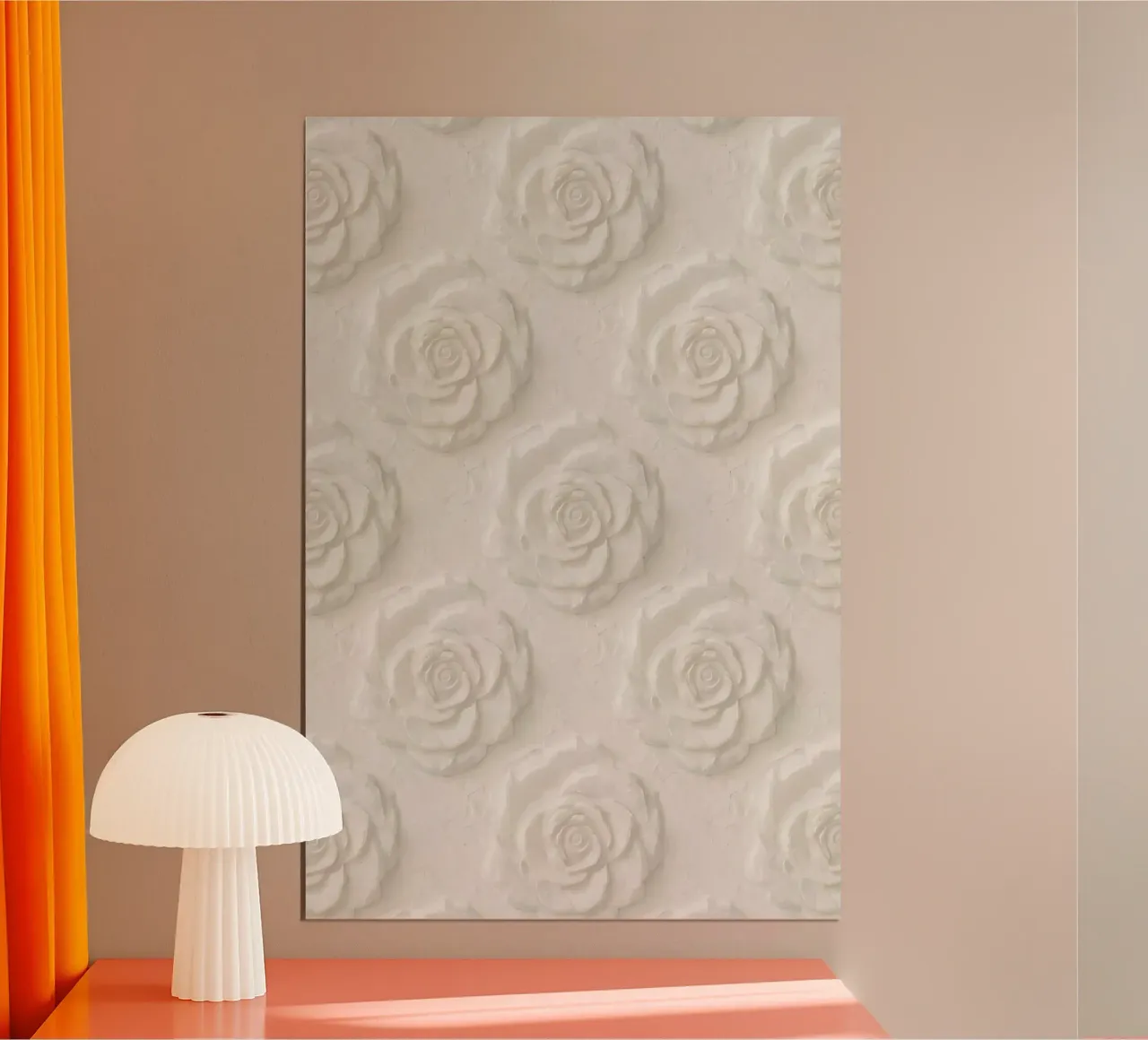 Modello a rilievo di rosa in gesso bianco poster da DesignDoodle