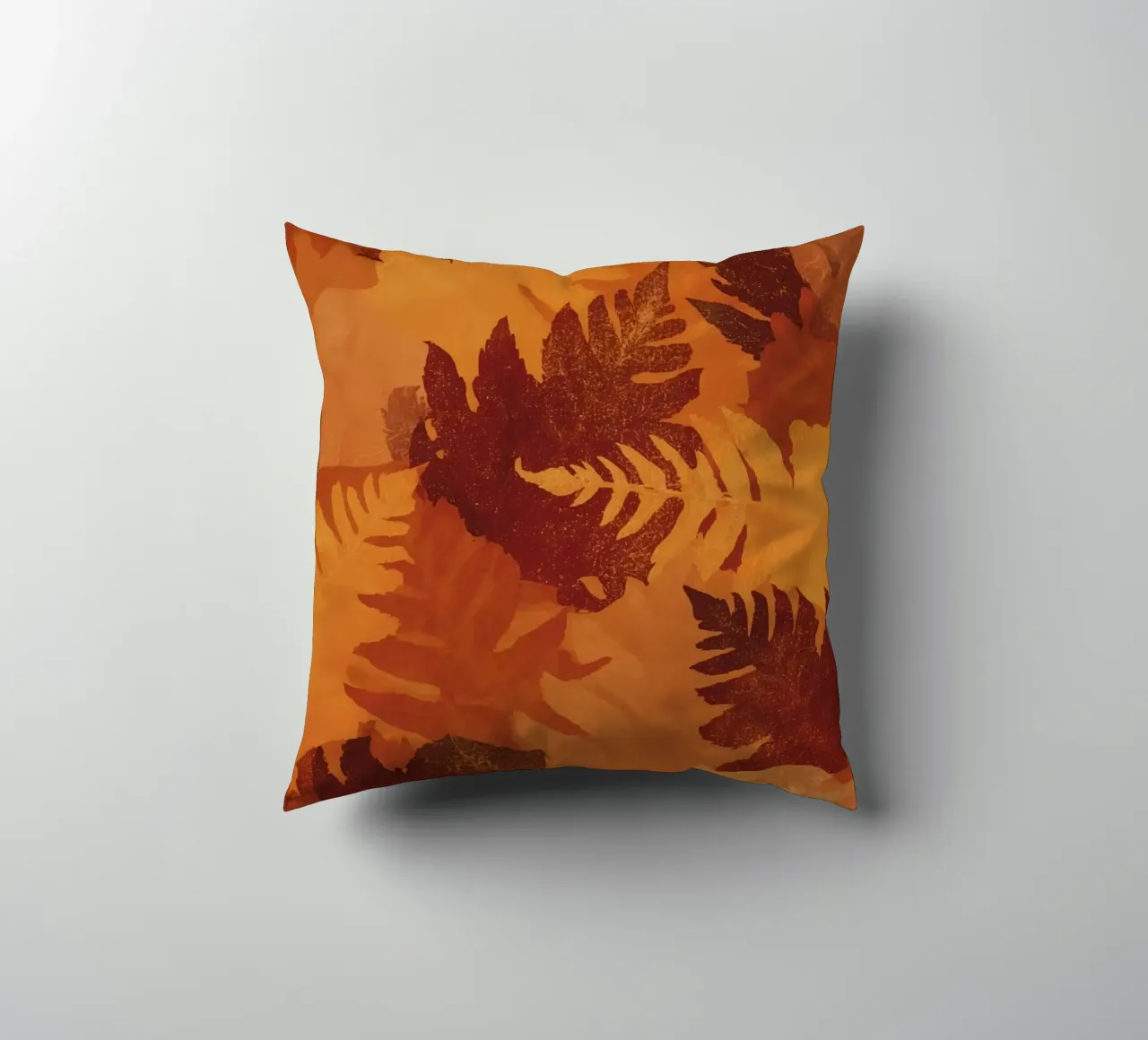Sagome di foglie sovrapposte in colori autunnali cuscino da DesignDoodle