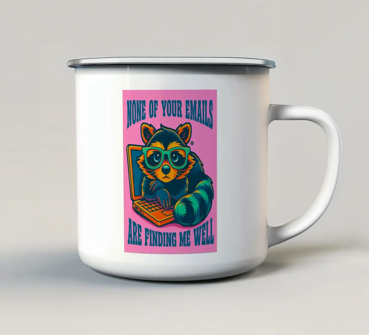 mi stanno trovando bene procione tazza in smalto da paroongs
