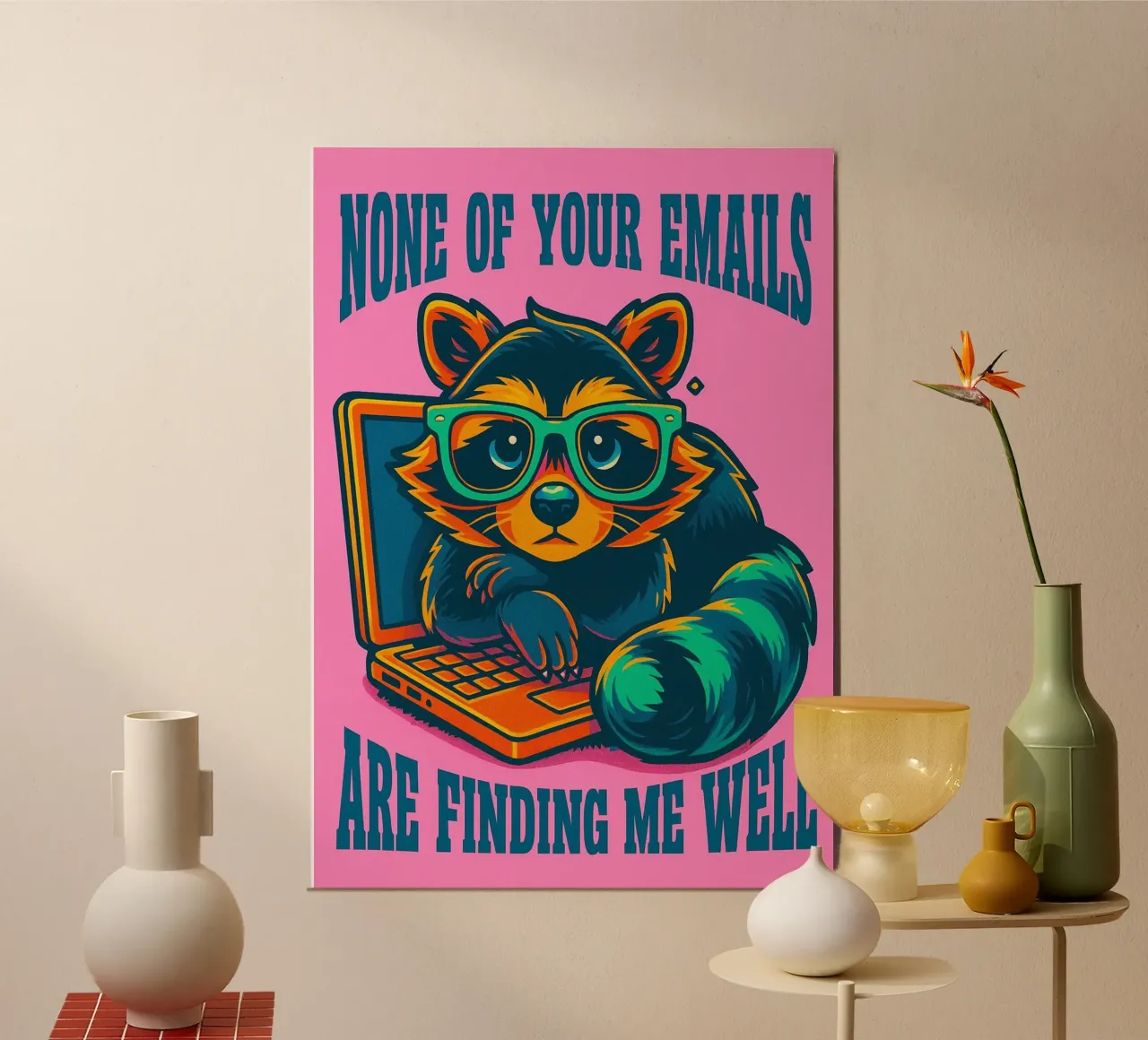 mi stanno trovando bene procione poster con telaio in plastica da paroongs