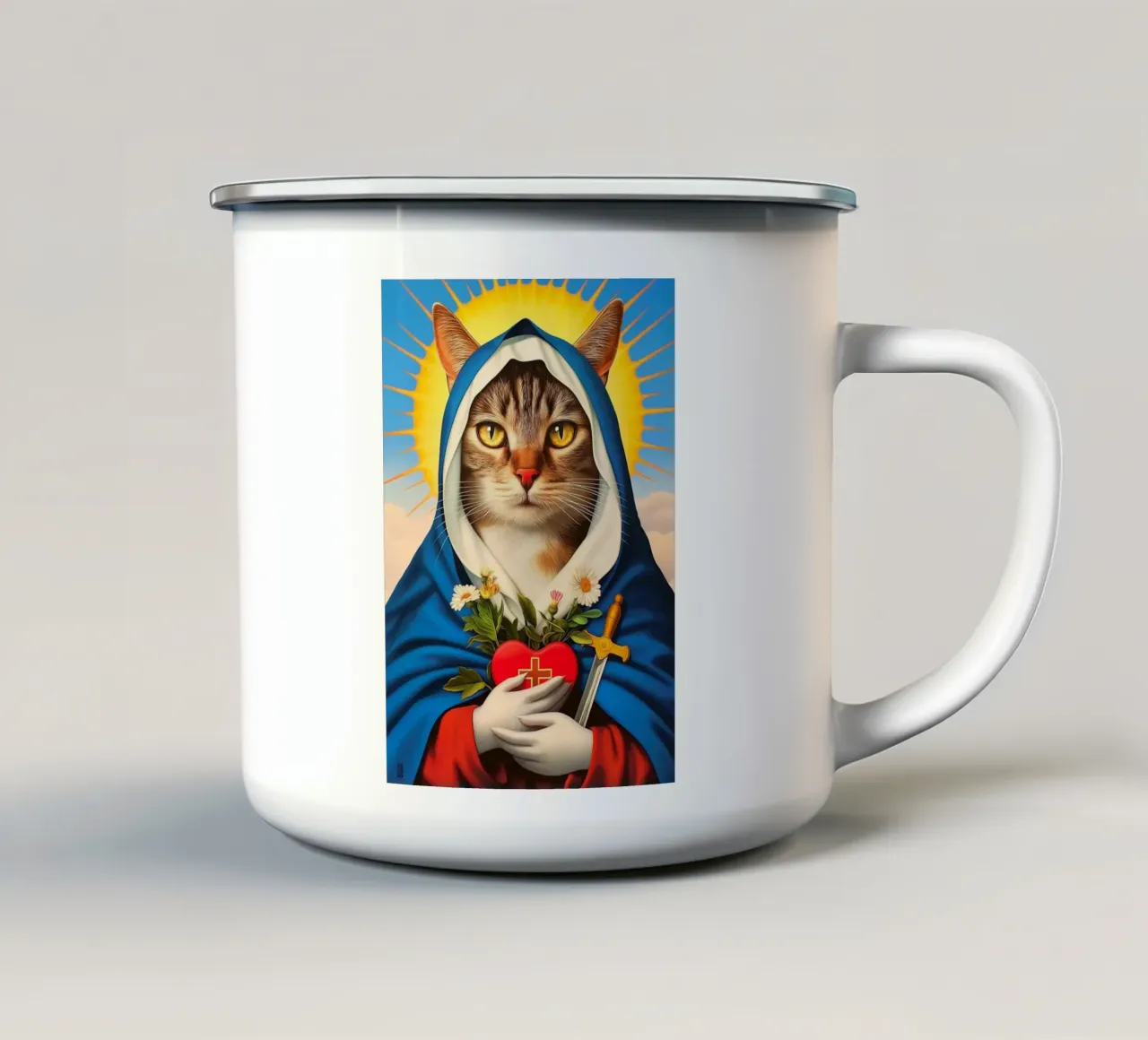 Gatto divino tazza in smalto da Fleur de Lys