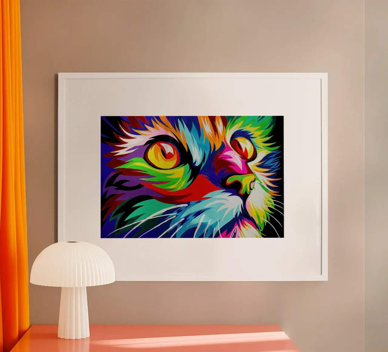 Gatto arcobaleno Abstrack poster con telaio in alluminio da Jesse