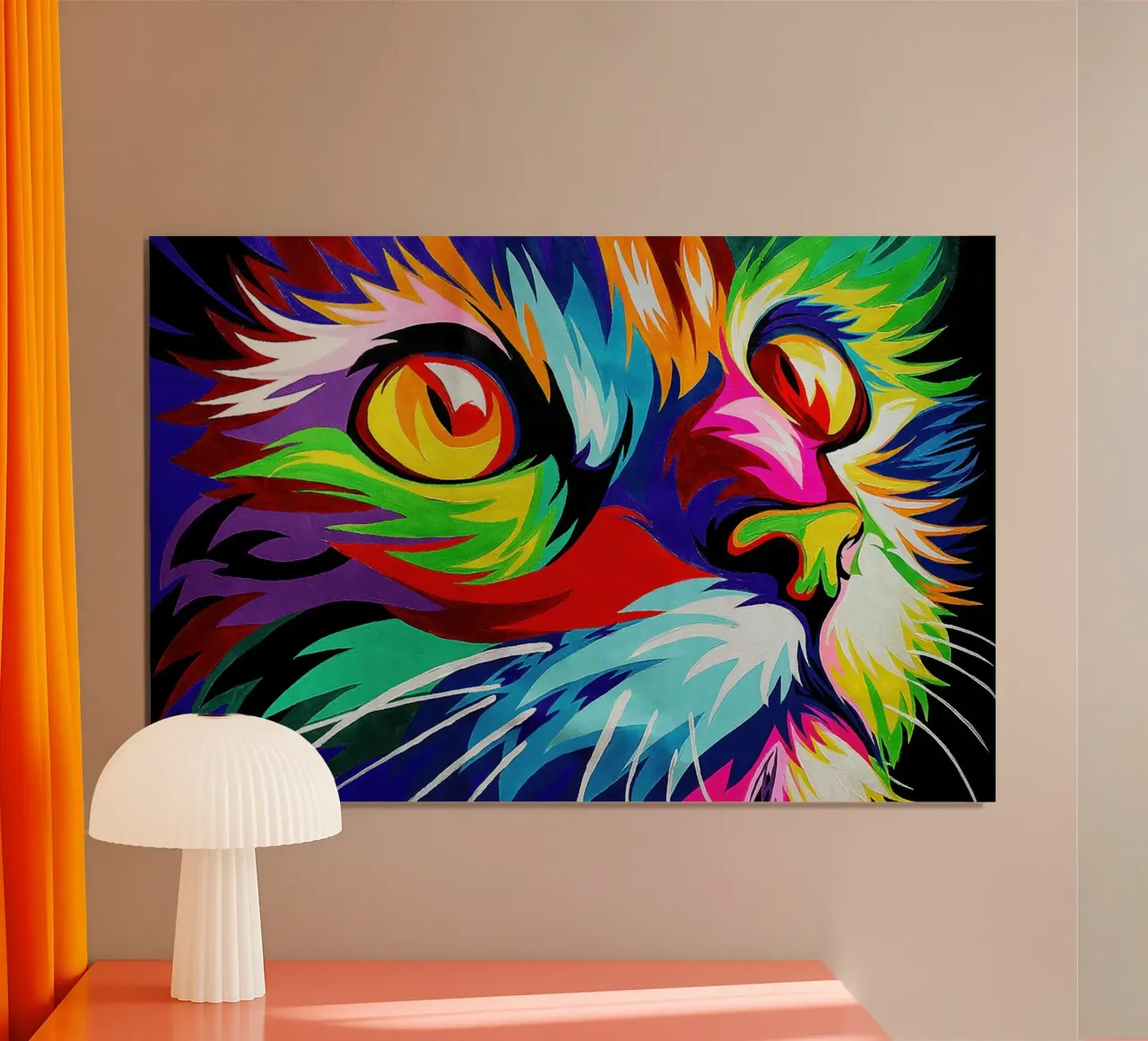 Gatto arcobaleno Abstrack poster con telaio in alluminio da Jesse