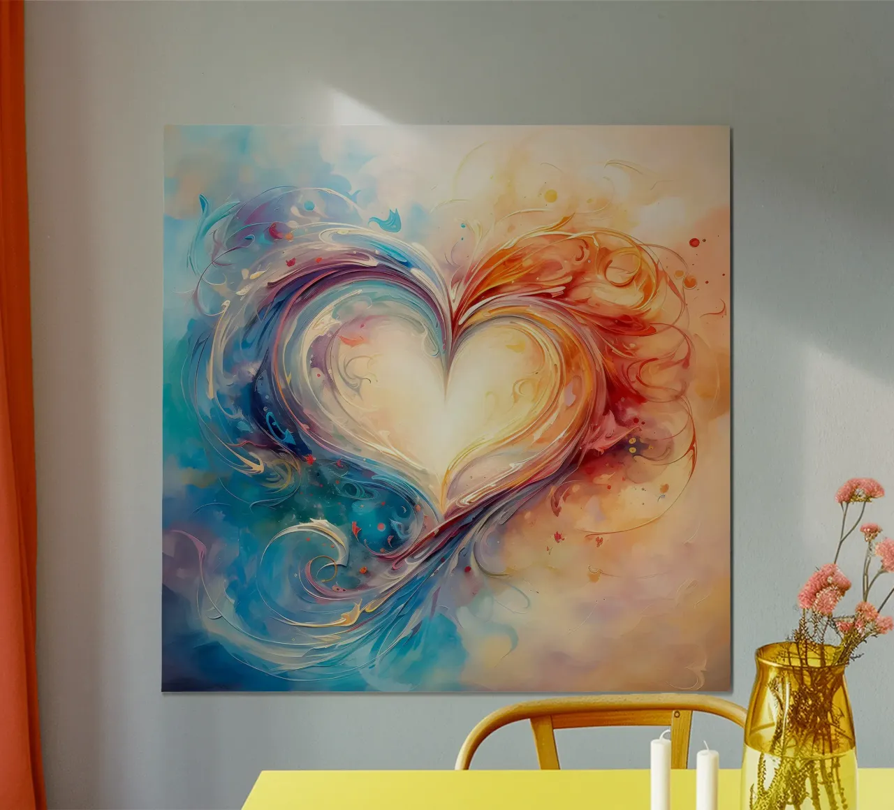 Cuore colorato poster con telaio in legno da Jesse