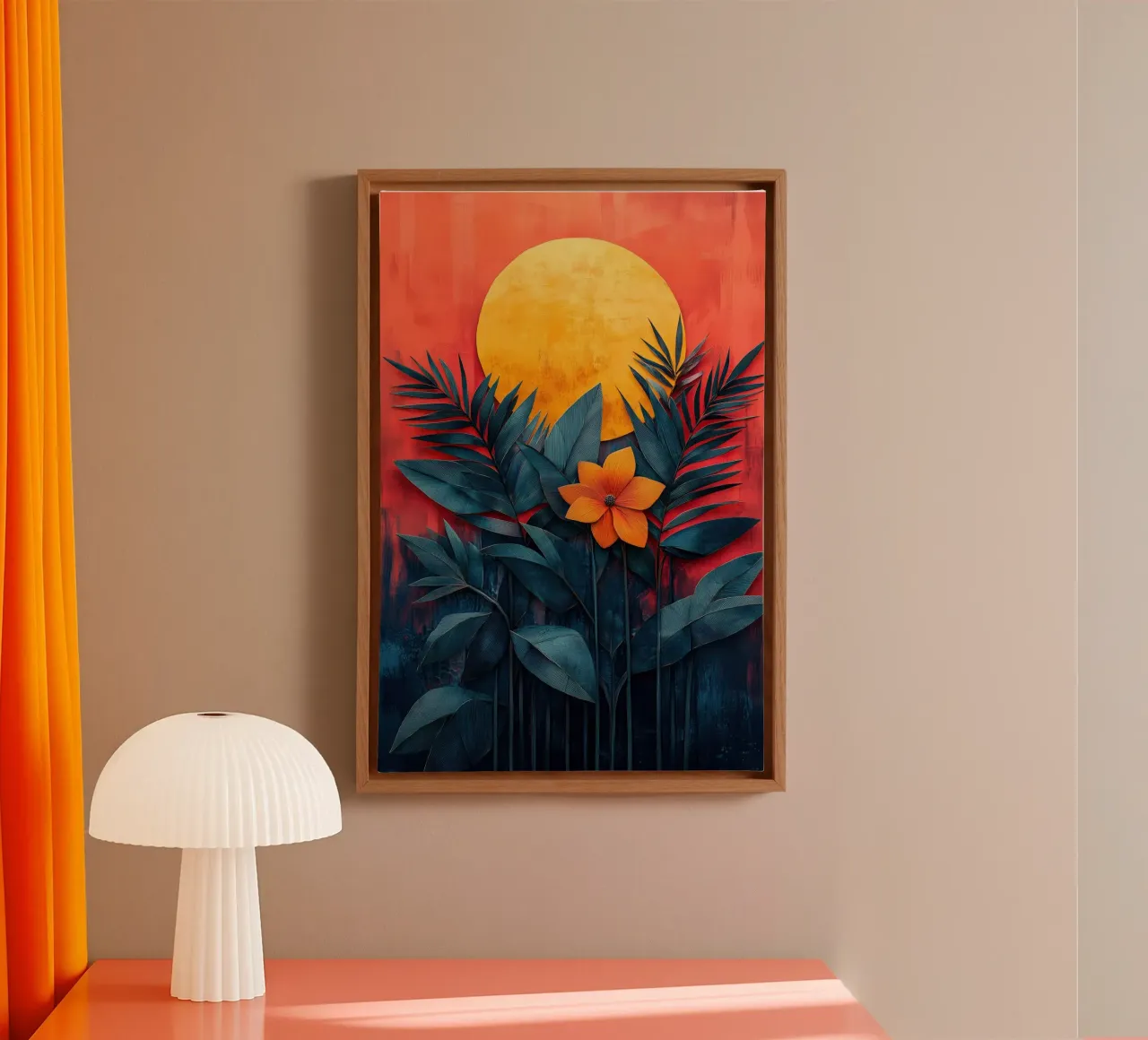 Een bloem in de maanval canvas met Baklijst van Tameo