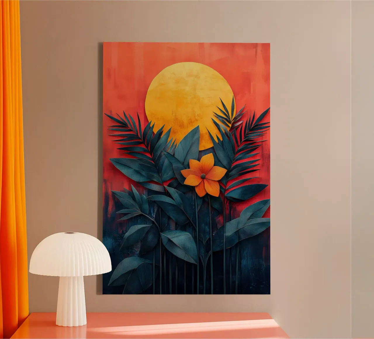 Een bloem in de maanval canvas met Baklijst van Tameo