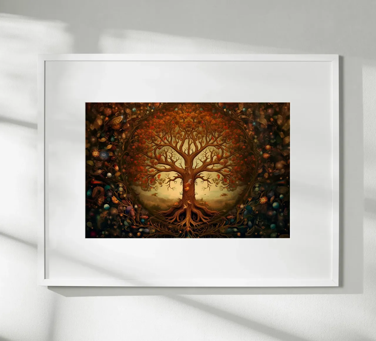 Albero della vita autunnale poster con telaio in legno da Jesse