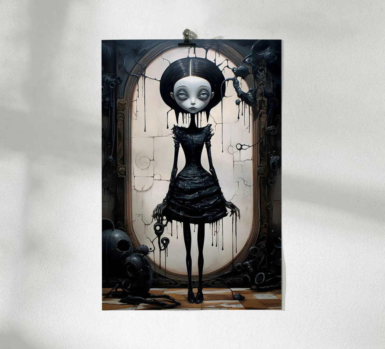 Signora in nero poster con telaio in alluminio da Jesse