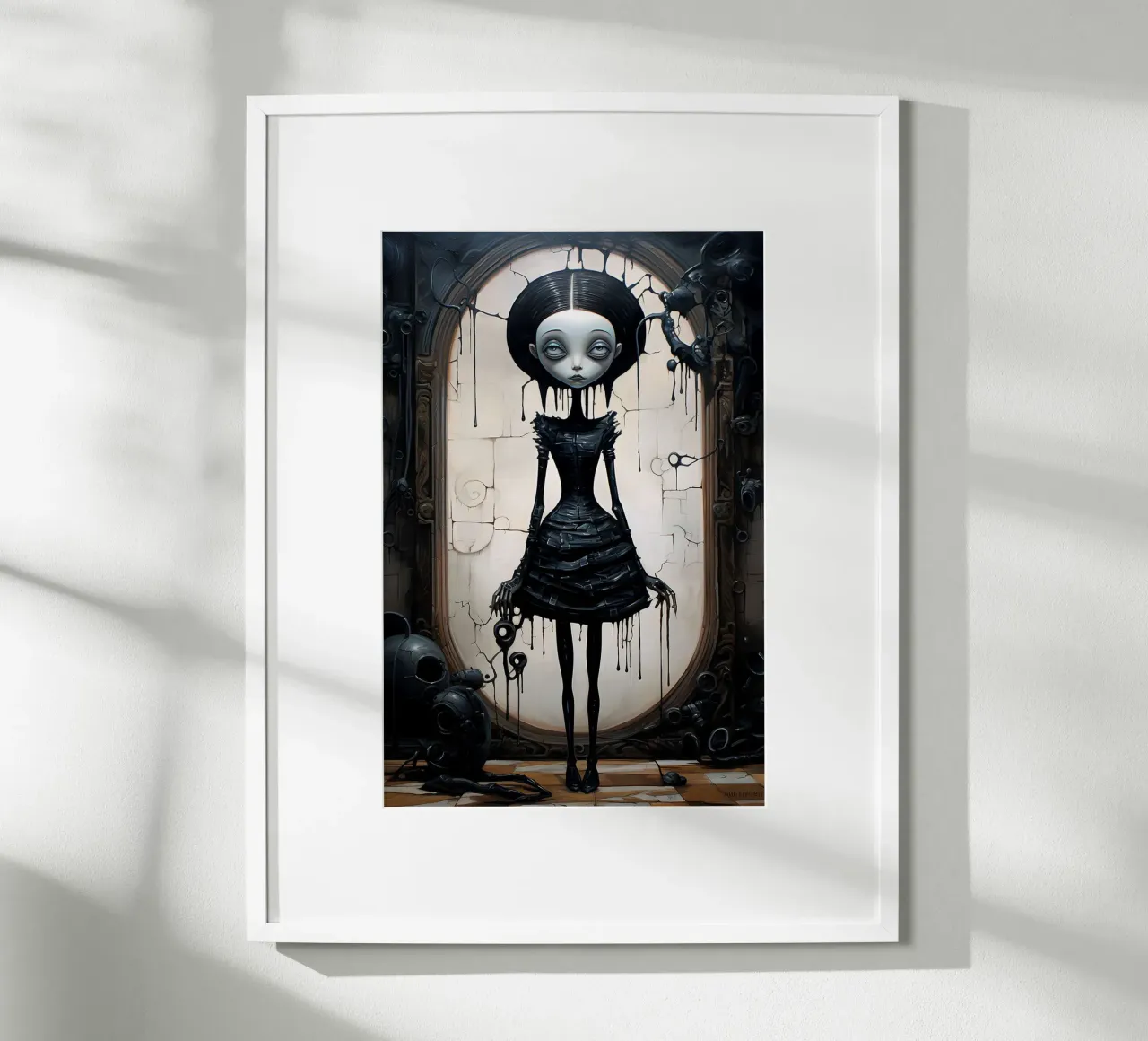 Signora in nero poster con telaio in alluminio da Jesse
