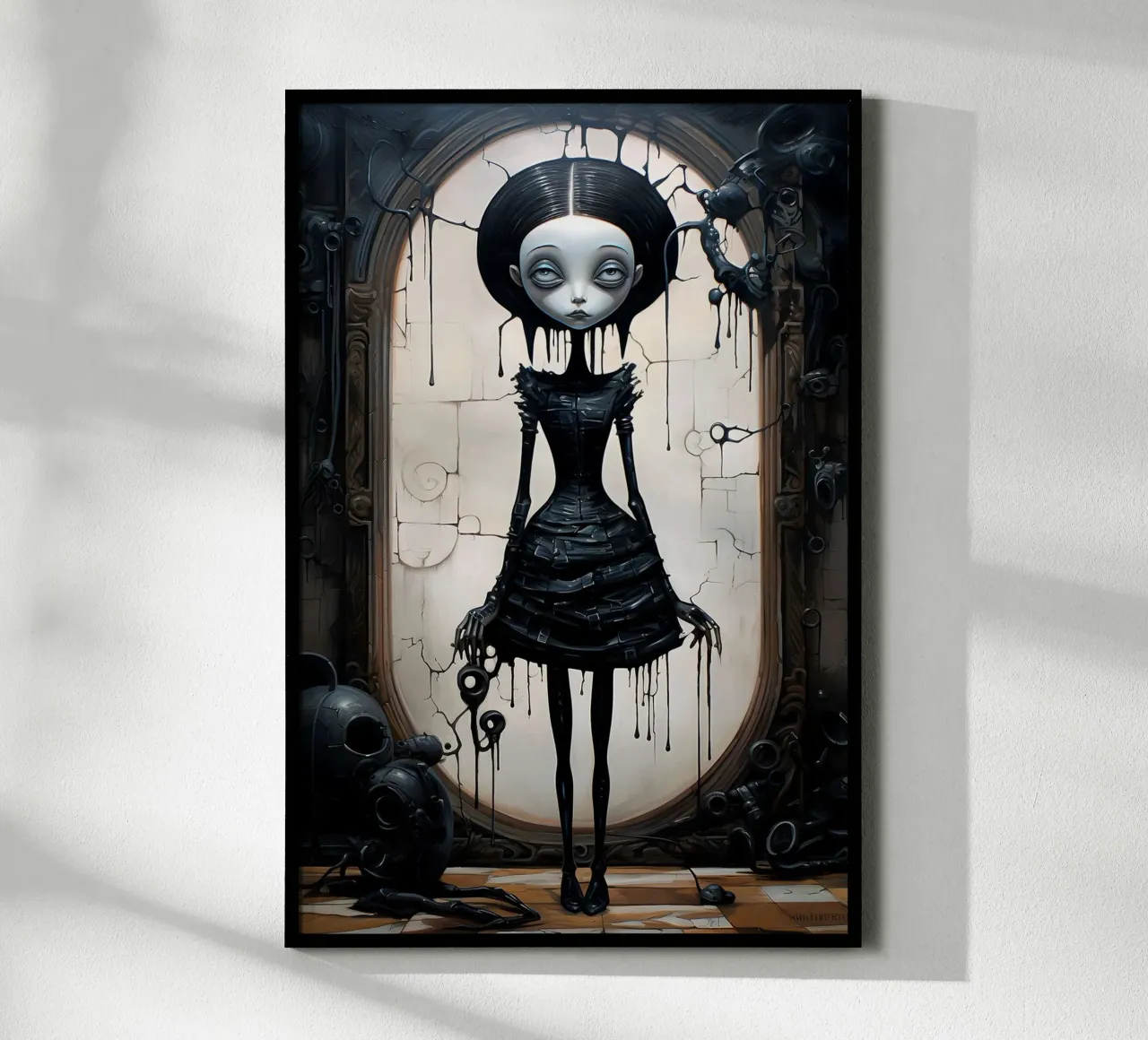 Signora in nero poster con telaio in alluminio da Jesse