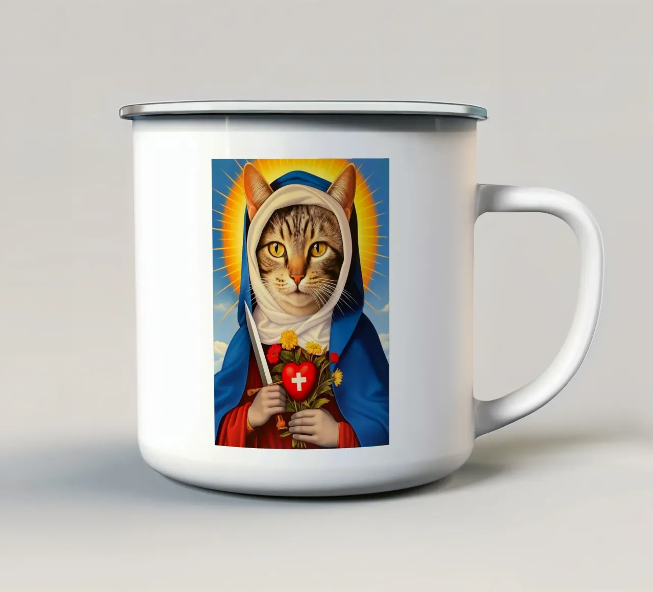 Gatto divino tazza in smalto da Fleur de Lys
