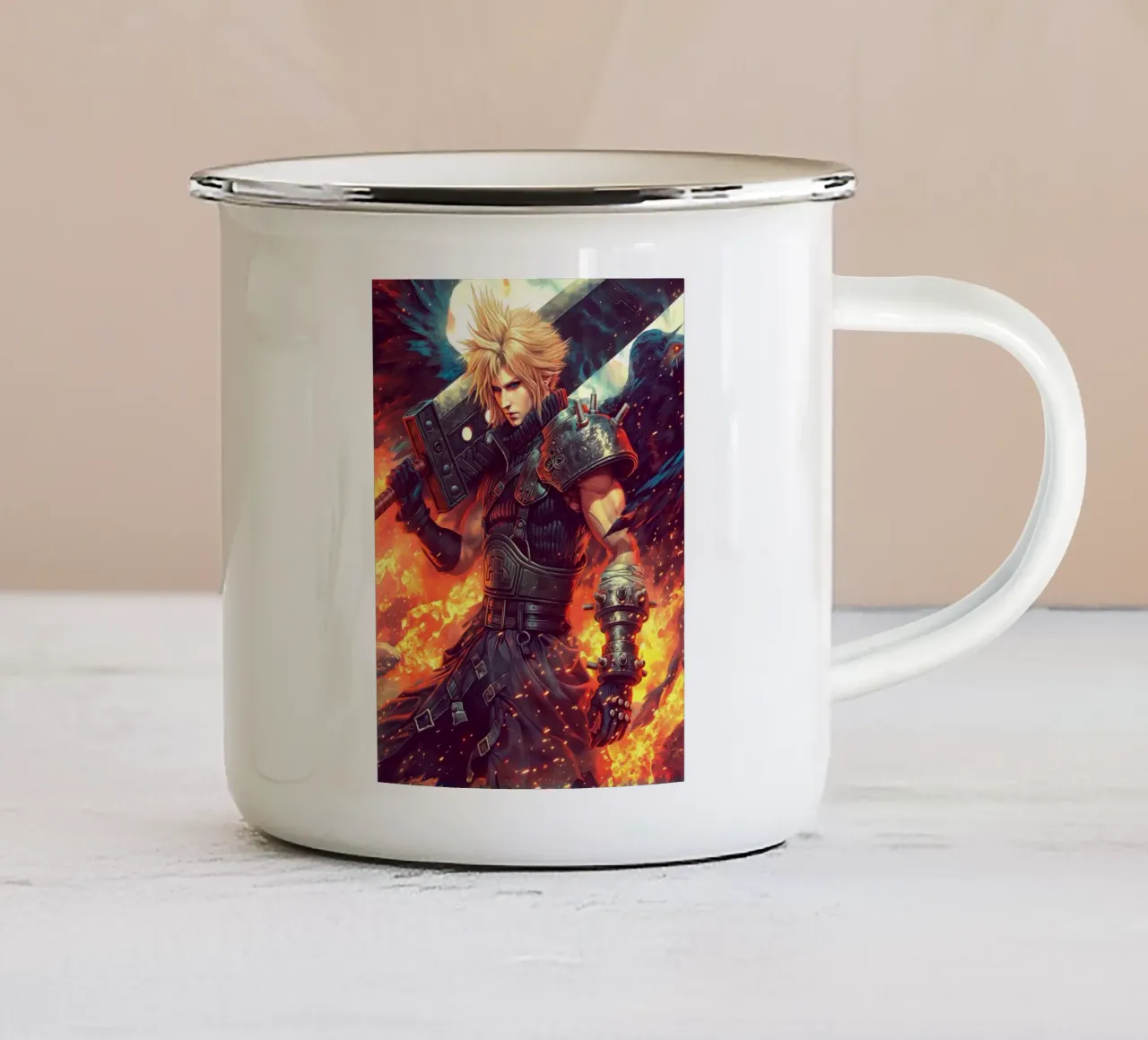 Cloud Strife Final Fantasy VII tazza in smalto da Fleur de Lys