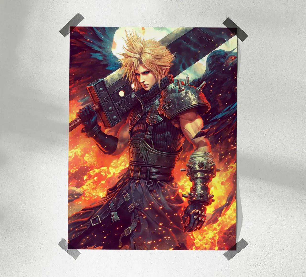 Cloud Strife Final Fantasy VII poster con telaio in legno da Fleur de Lys