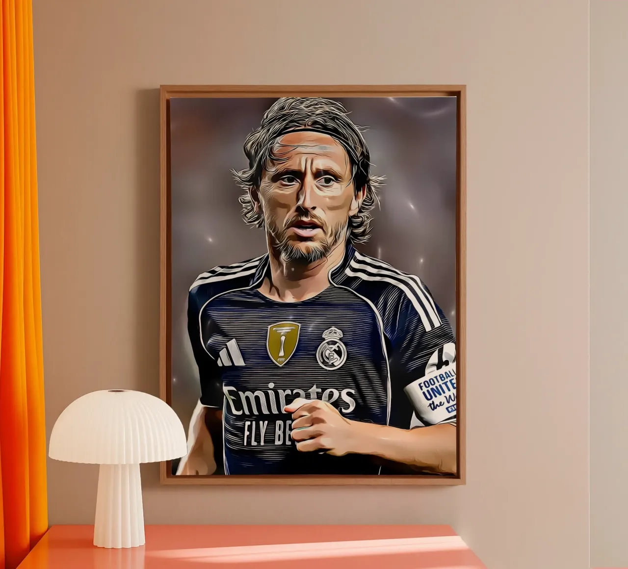 Luka Modrić Leads Real Madrid on the Field canvas with Floater frame by dark eagle