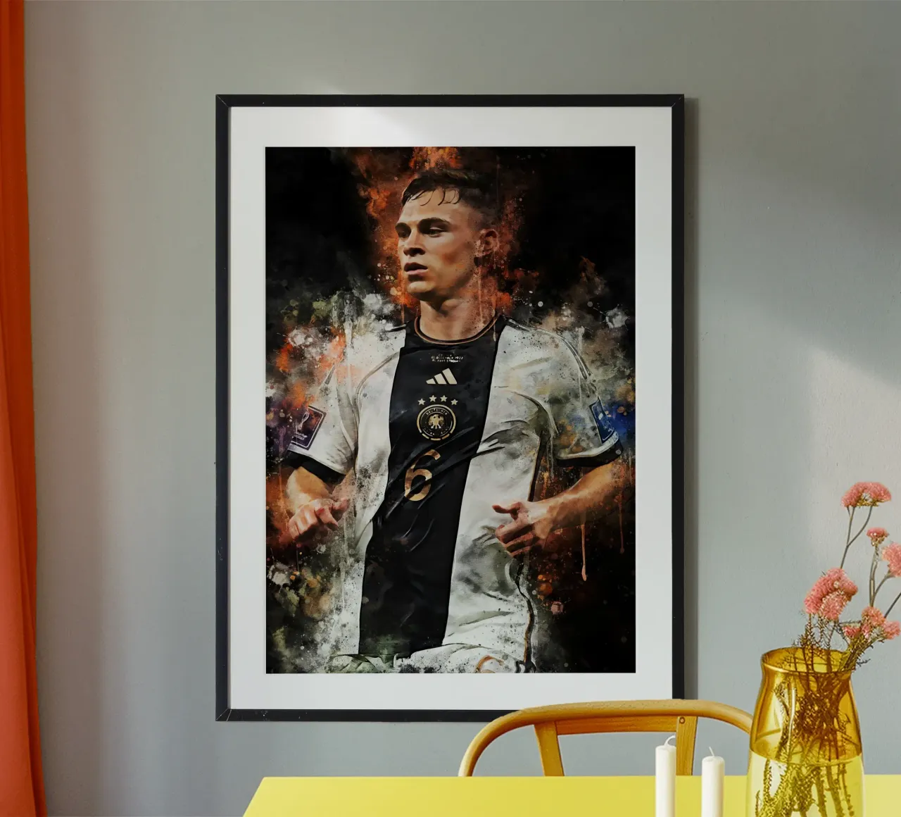 Joshua Kimmich poster con telaio in legno da MasterInkArt
