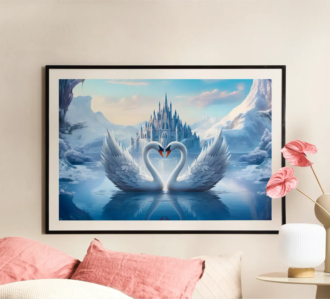 Amare i cigni di Bettina Dittmann poster con telaio in plastica da Jesse