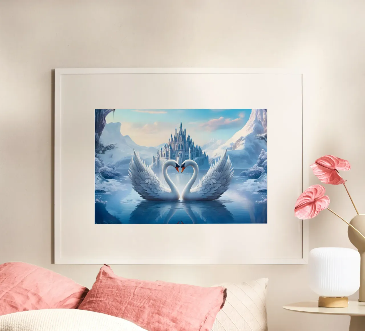 Amare i cigni di Bettina Dittmann poster con telaio in plastica da Jesse