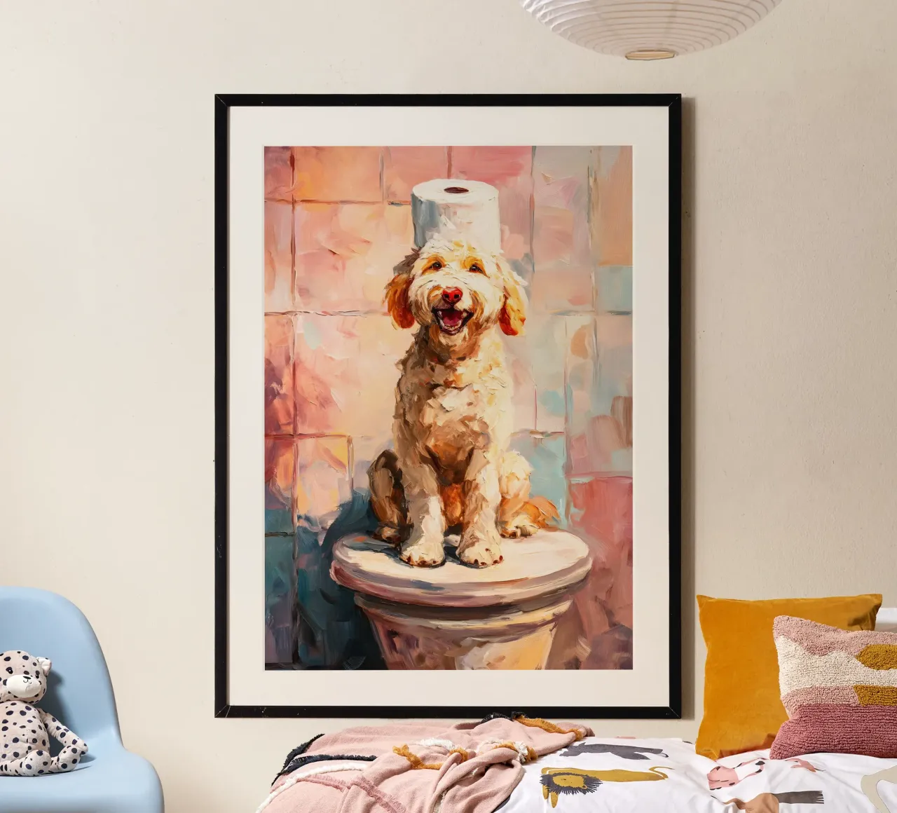 Goldendoodle toilet paper holder stand poster con telaio in legno da Custom4U