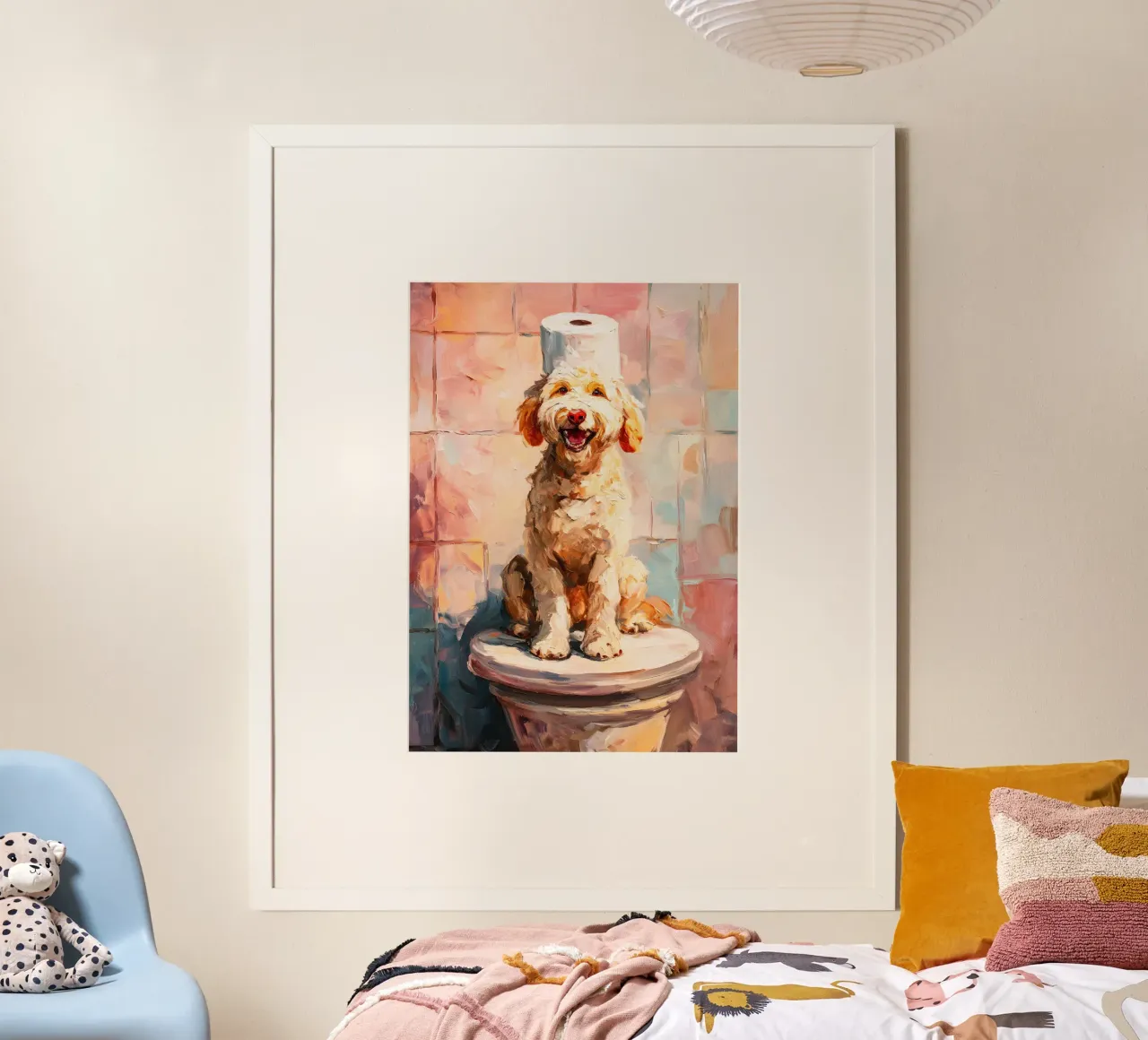 Goldendoodle toilet paper holder stand poster con telaio in legno da Custom4U
