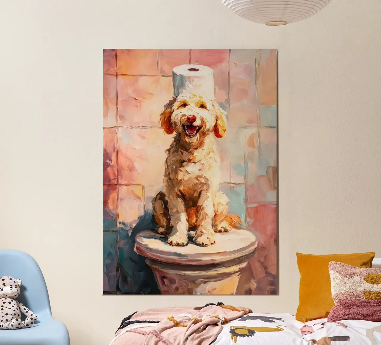 Goldendoodle toilet paper holder stand poster con telaio in legno da Custom4U