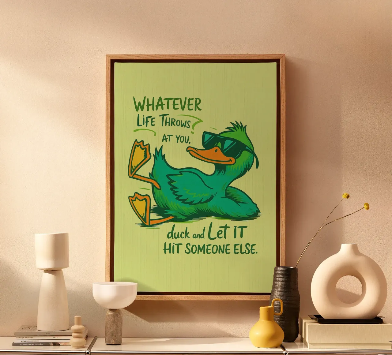 duck let it it canvas with Floater frame by paroongs