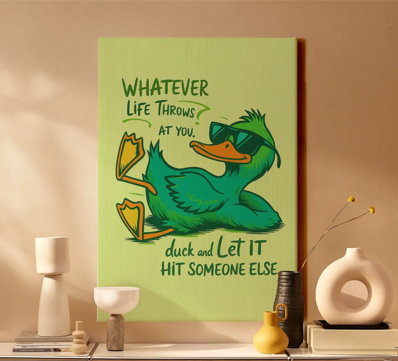 duck let it it canvas with Floater frame by paroongs