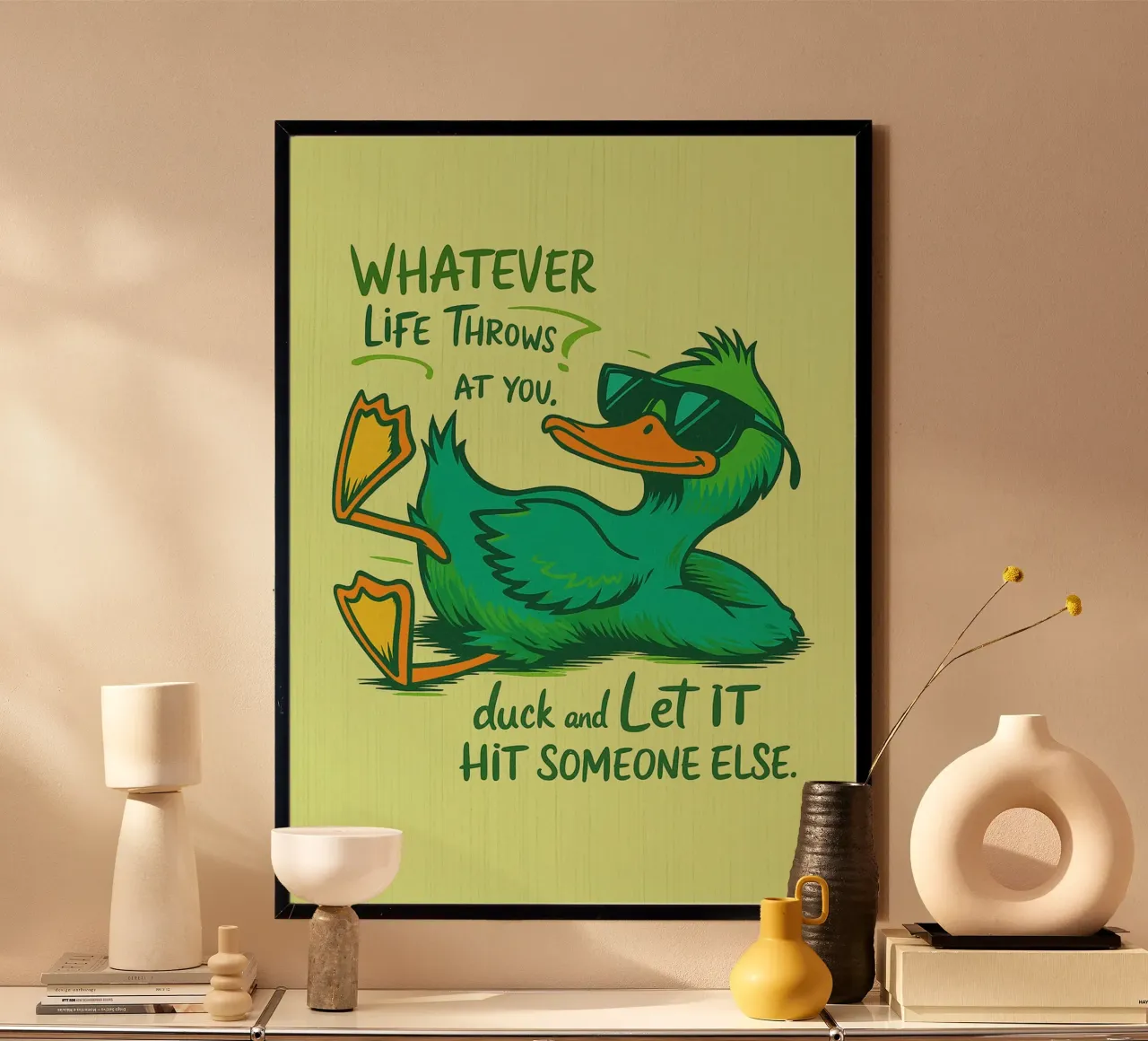 anatra lascia che sia poster con telaio in plastica da paroongs