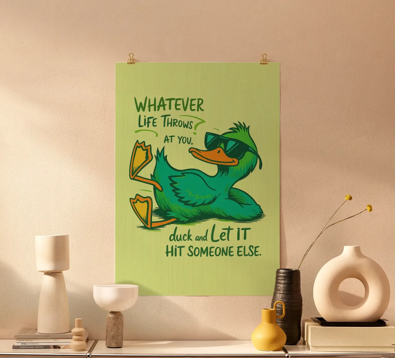anatra lascia che sia poster con telaio in plastica da paroongs