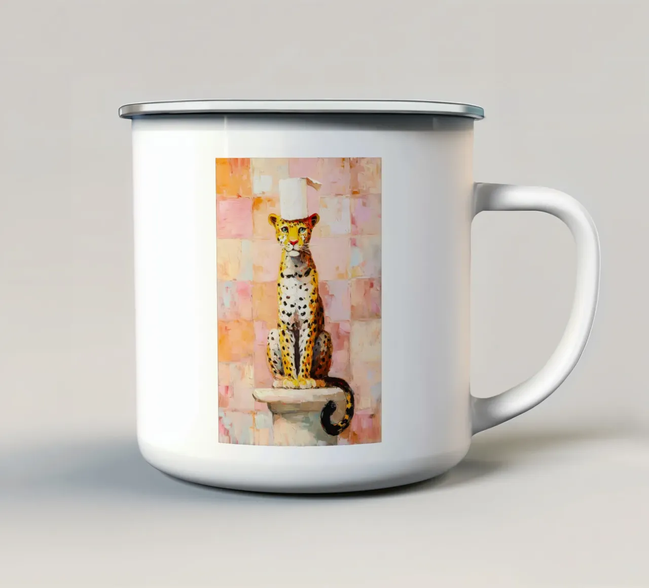 leopard toilet paper holder stand tazza in smalto da Custom4U