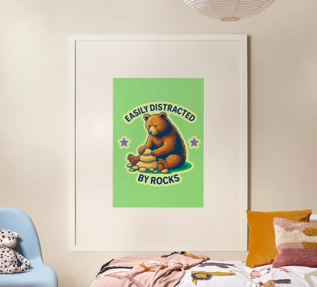 facilmente distratto da rocce orso poster con telaio in plastica da paroongs