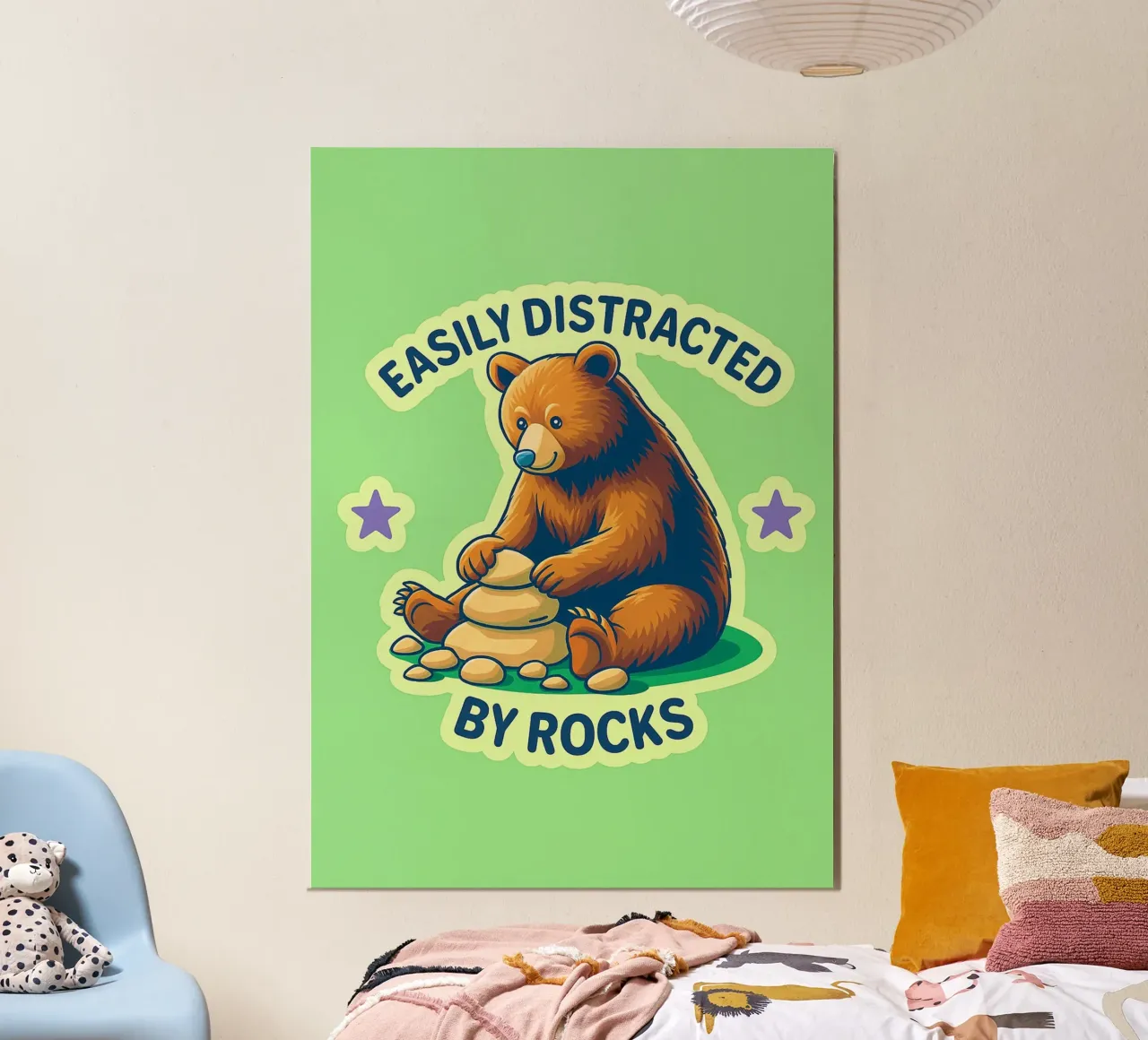 facilmente distratto da rocce orso poster con telaio in plastica da paroongs