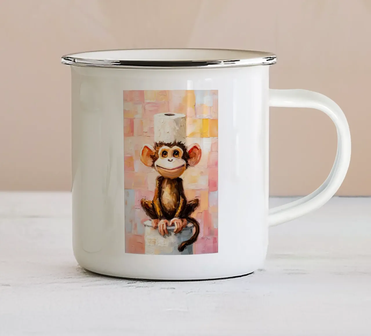 monkey toilet paper holder stand tazza in smalto da Custom4U