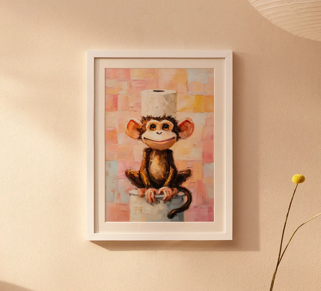 monkey toilet paper holder stand poster con telaio in plastica da Custom4U