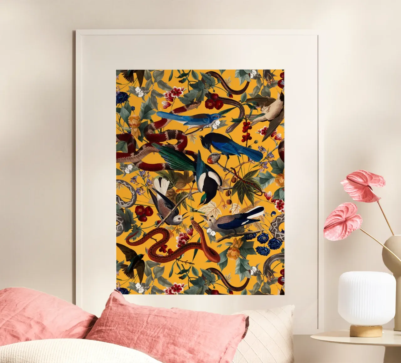 Dangers in the Forest X poster con telaio in legno da burcukorkmazyurek