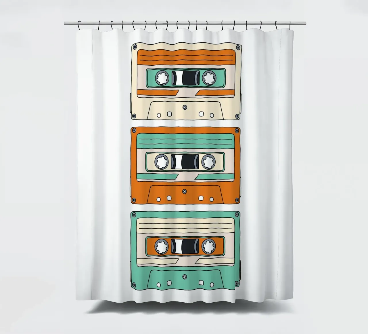 Retro Mixtape shower curtain by BAINAI