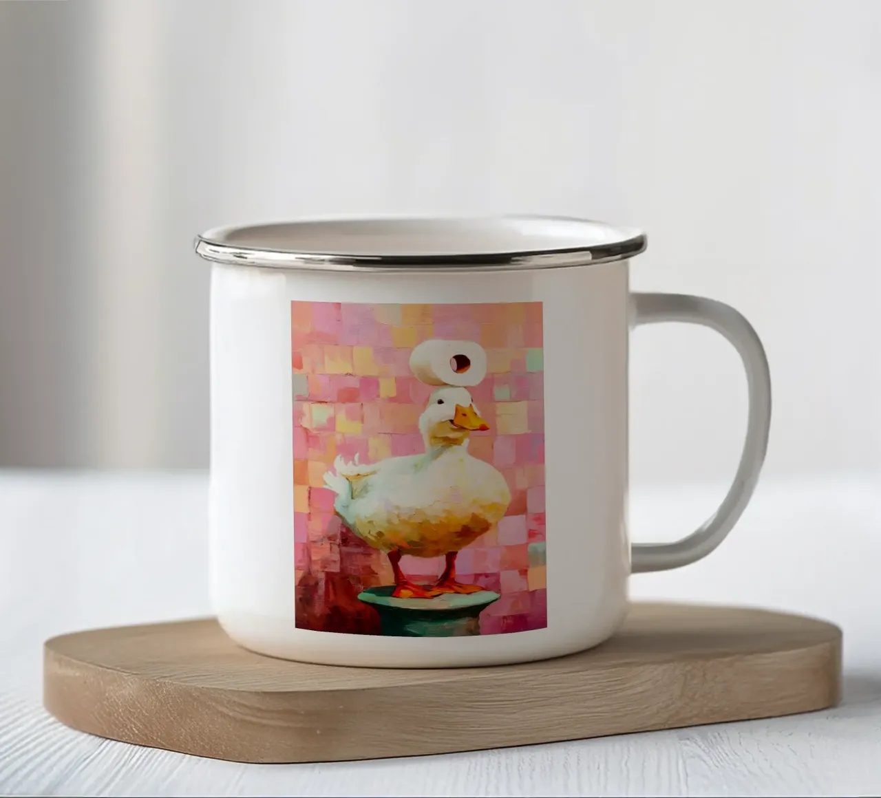 white duck toilet roll holder tazza in smalto da Custom4U