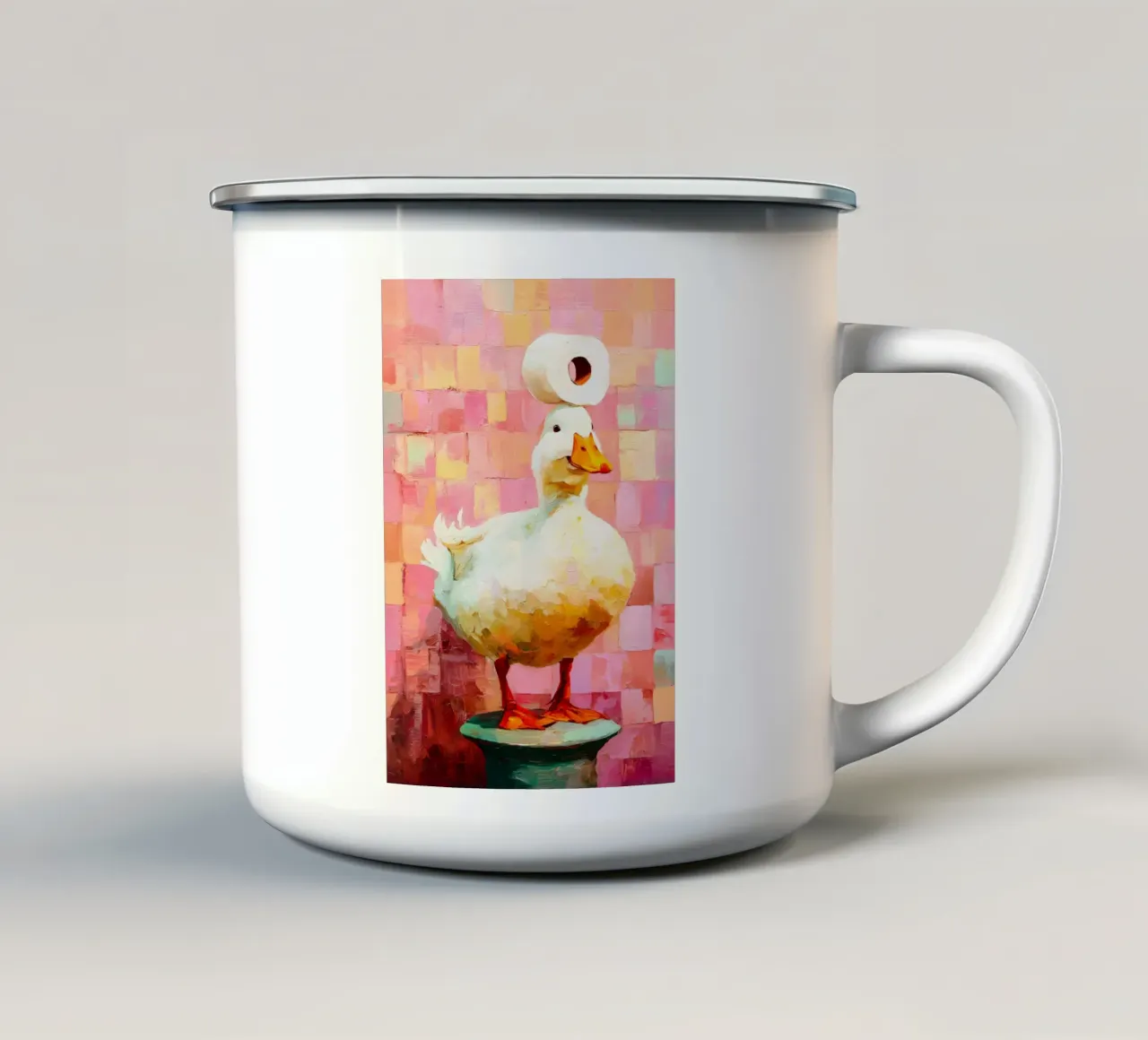 white duck toilet roll holder tazza in smalto da Custom4U