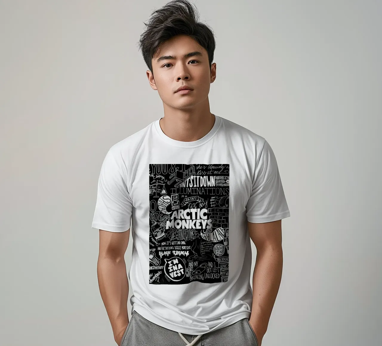Schaduwen dansen op bakstenen muren t-shirt van piareto