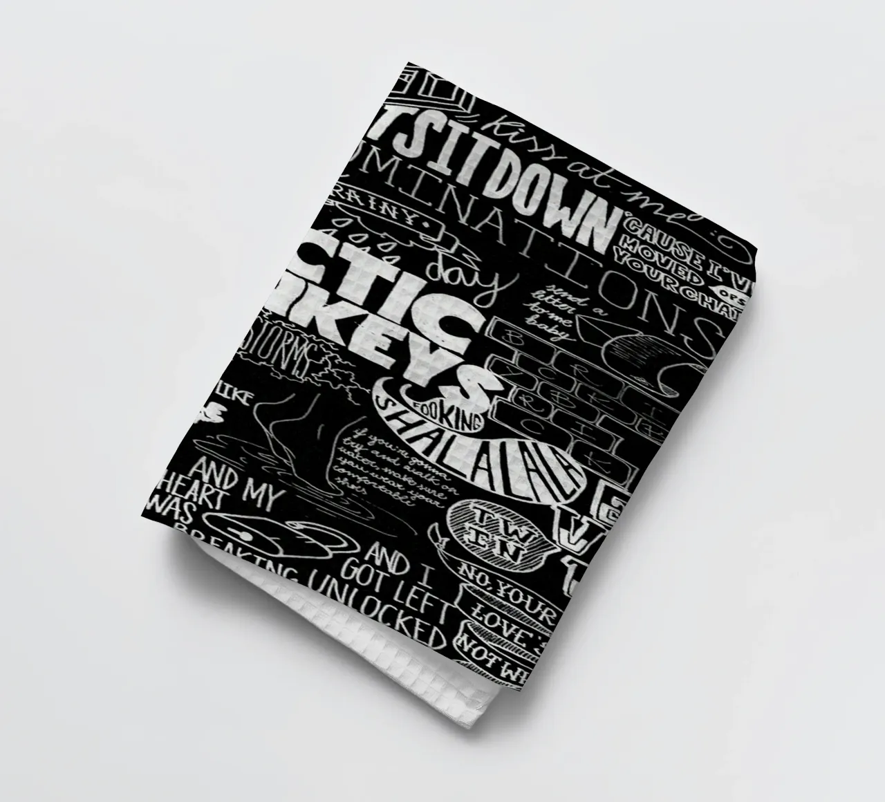 Schaduwen dansen op bakstenen muren theedoek van piareto