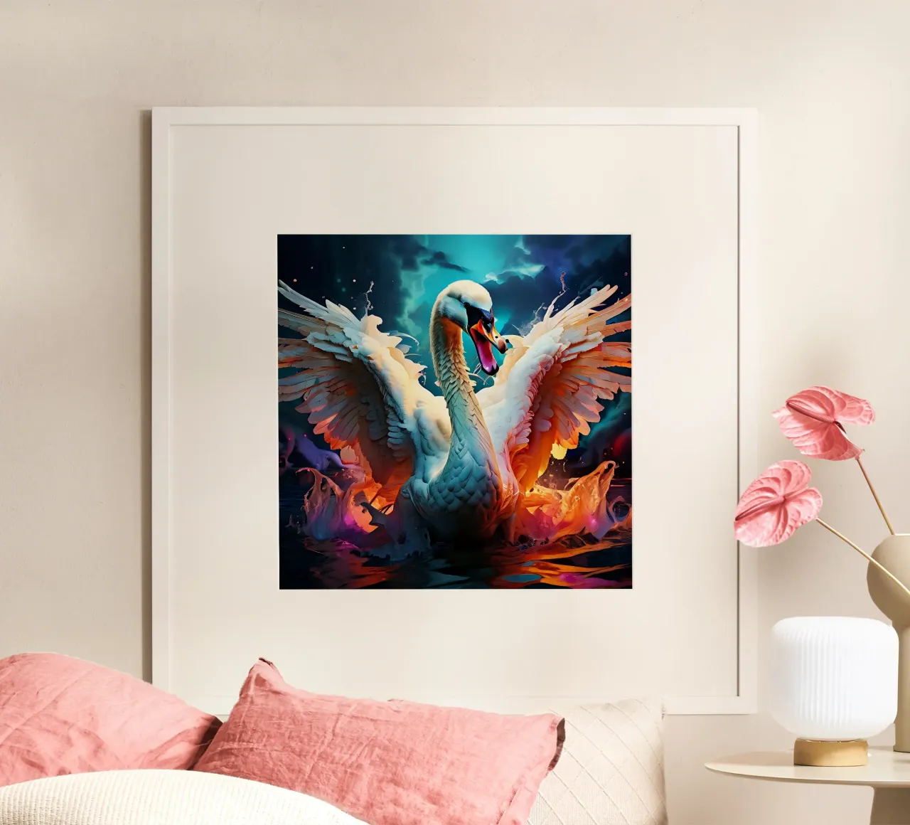 Cisne_estilo_J_1 poster con marco de plástico de Tierisch bunt by LK